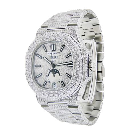 iced out patek philippe cheap|patek philippe nautilus diamond bezel.